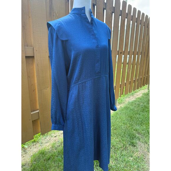 100% Pure Silk Going Places Blue Vintage Dress Size 6 - Picture 2 of 8
